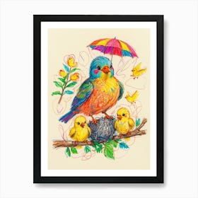 Birds On A Branch 1 Art Print