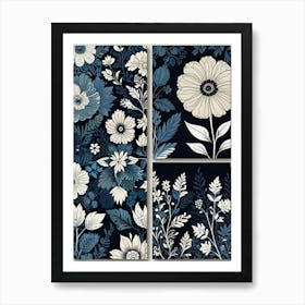 Blue And White Floral Wall Art Art Print