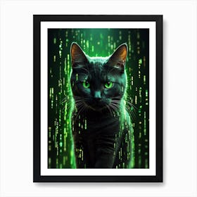 Black Cat With Green Eyes Art Print