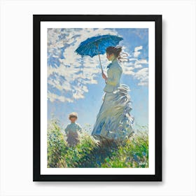 Woman With Umbrella in monet style Art Print