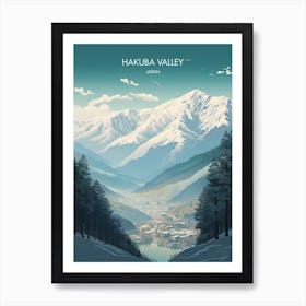 Poster Of Hakuba Valley   Nagano, Japan, Ski Resort Illustration 1 Art Print