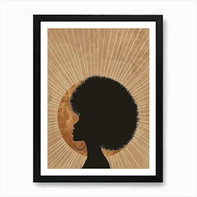 Silhouette Of A Woman With Afro Art Print