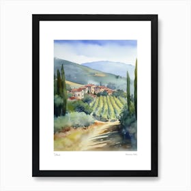 Vinci, Tuscany, Italy 2 Watercolour Travel Poster Art Print