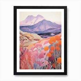 Mount Meru Tanzania Colourful Mountain Illustration Art Print