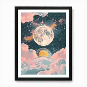 Moon And Clouds univers Art Print