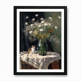 Flower Vase Queen With A Cat 3 Impressionism, Cezanne Style Art Print