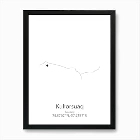 Kullorsuaq,Greenland Minimalist Map Art Print