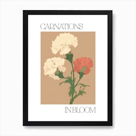 Carnations In Bloom Flowers Bold Illustration 1 Art Print