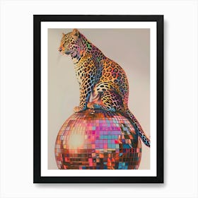 Leopard On Disco Ball Art Print