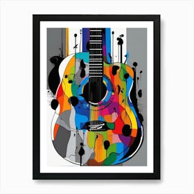 Colourful Abstract Acoustic Guitar Art Print