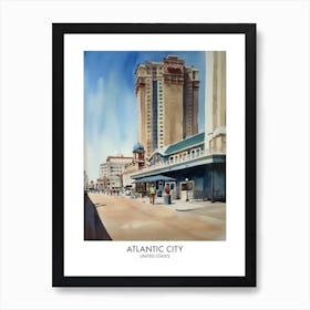 Atlantic City 3 Watercolour Travel Poster Art Print