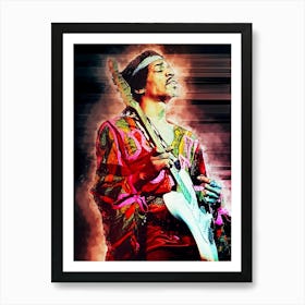 Jimmy Hendrix Playing Guitar Art Print