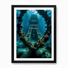 Underwater Shipwreck-Reimagined Art Print