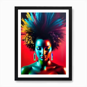 African Woman With Colorful Hair Art Print