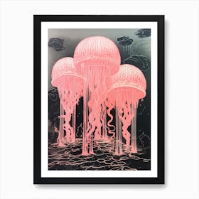 Irukandji Jellyfish Washed Illustration 3 Art Print