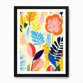 Chromatic Petal Symphony; Whimsical Flower Market Art Print