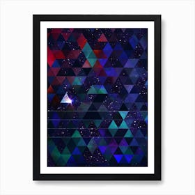 Abstract Geometric Triangle Cosmic Space Pattern in Blue n.0004 Art Print