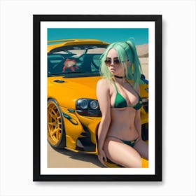 Dreamshaper V5 Billie Eilish Danncing In Bikini In Toyota Supr 1 Art Print