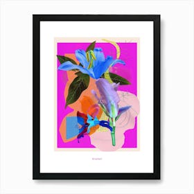 Bluebell 2 Neon Flower Collage Poster Art Print