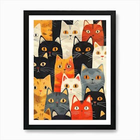 Repeatable Artwork With Cute Cat Faces 17 Art Print