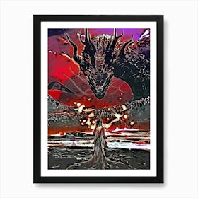 Girl And Dragon Poster Art Print