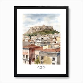 Athens Watercolour Travel Poster 2 Art Print