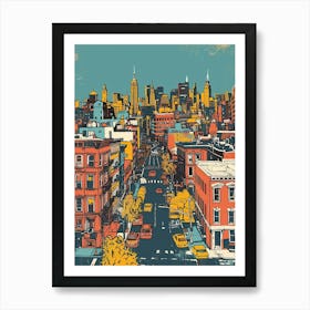 East Village New York Colourful Silkscreen Illustration 4 Art Print