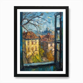 Window View Of Prague In The Style Of Expressionism 3 Art Print