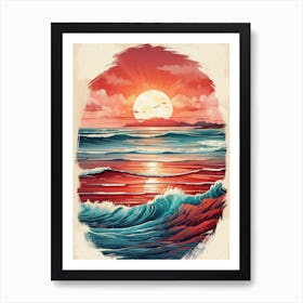 Sunset At The Beach 3 Art Print