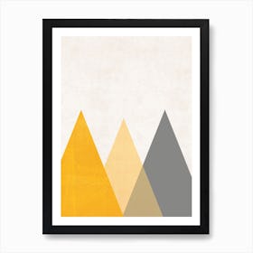 Mountains Mustard Abstract Art Print