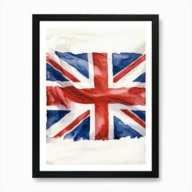 An Authoritative Watercolor Render Of The Distinguished United Kingdom Flag With Its Deep Red Cross (1) Art Print