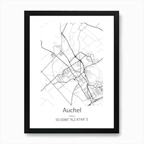 Auchel,France Minimalist Map Art Print