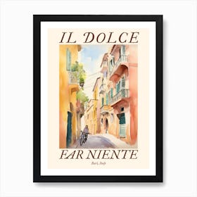 Il Dolce Far Niente Bari, Italy Watercolour Streets 1 Poster Art Print
