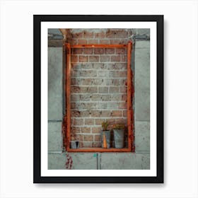 Window Sealed With Red Bricks In An Abandoned Building 4 Art Print