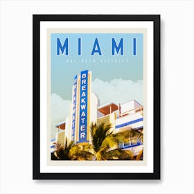 Miami Breakwater Hotel Travel Poster Art Print