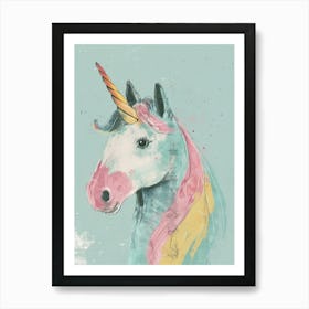 Pastel Unicorn Storybook Style Illustration 3 Art Print