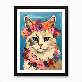 Ragdoll Cat With A Flower Crown Painting Matisse Style 3 Poster