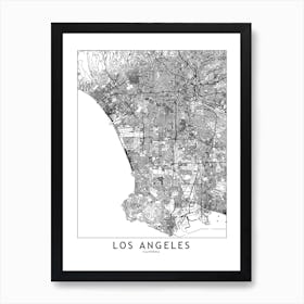 Los Angeles White Map Art Print I