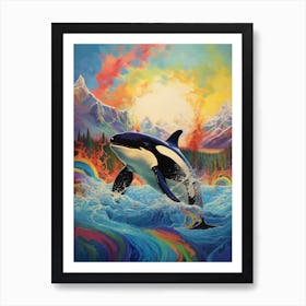 Surreal Orca Whales With Waves4 Art Print