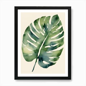 Abstract Watercolor Tropical Leaf 3 Art Print