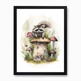 A Forest Raccoon Watercolour Illustration Storybook 2 Art Print
