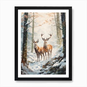 Winter Watercolour Deer 2 Art Print