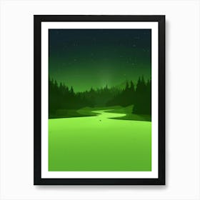 Green Forest At Night Art Print