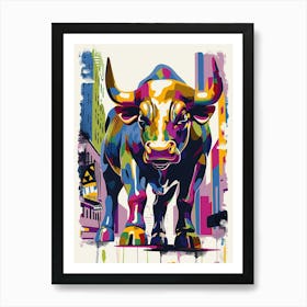 Wall Street Bull New York Colourful Silkscreen Illustration 1 Art Print