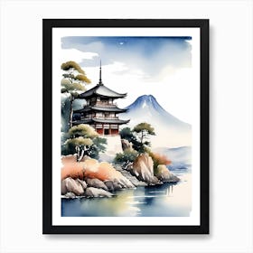 Japanese Landscape Watercolor Painting (49) 1 Art Print