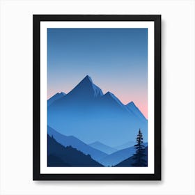 Misty Mountains Vertical Composition In Blue Tone 31 Art Print