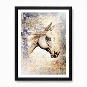 Horse Drawing Art Illustration In A Photomontage Style 37 Art Print