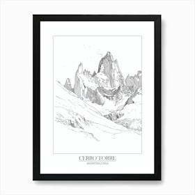 Cerro Torre Argentina Chile Line Drawing 6 Poster Art Print