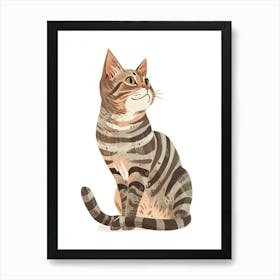 American Wirehair Cat Clipart Illustration 5 Art Print