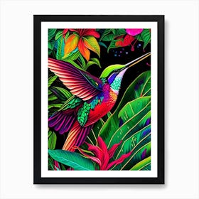 Hummingbird In Tropical Rainforest Marker Art 2 Art Print